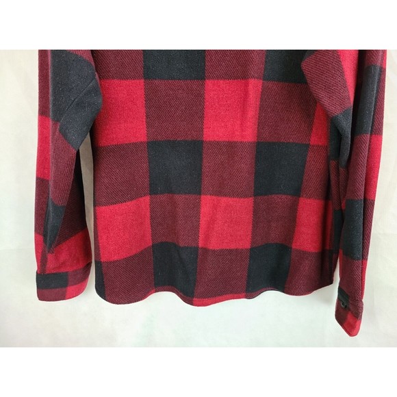Vintage Wrangler Men's (L) Black & Red Buffalo Plaid Fleece Button Up Shirt - Picture 6 of 9